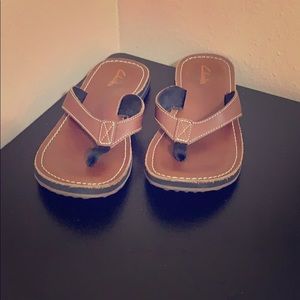 Brown leather Flip flops